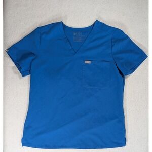 FIGS Technical Collection Royal Blue V-Neck Scrub Top Womens Medium One Pocket